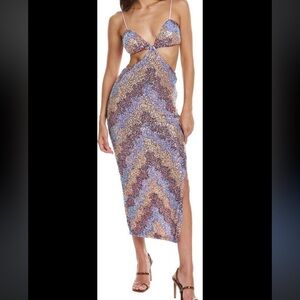 SAYLOR Nat Cut Out Sequin Midi Dress
